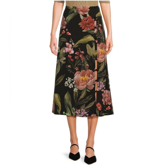 MESTIZA Althea Crepe Floral Print Midi A-Line Skirt - Picture 1 of 16